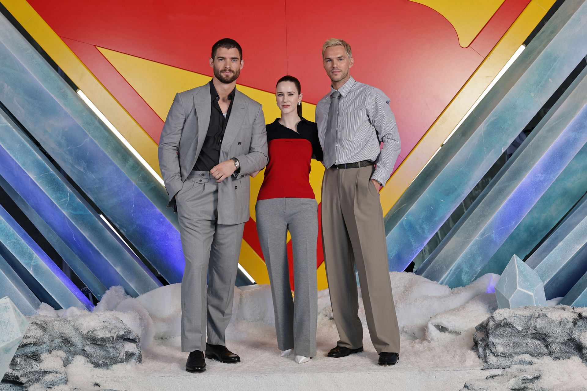 David Corenswet, Rachel Brosnahan, and Nicholas Hoult (Image via Getty)